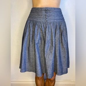 39. Hanna & Gracie Chambray Gathered A-line Midi Skirt Dark Blue (L)